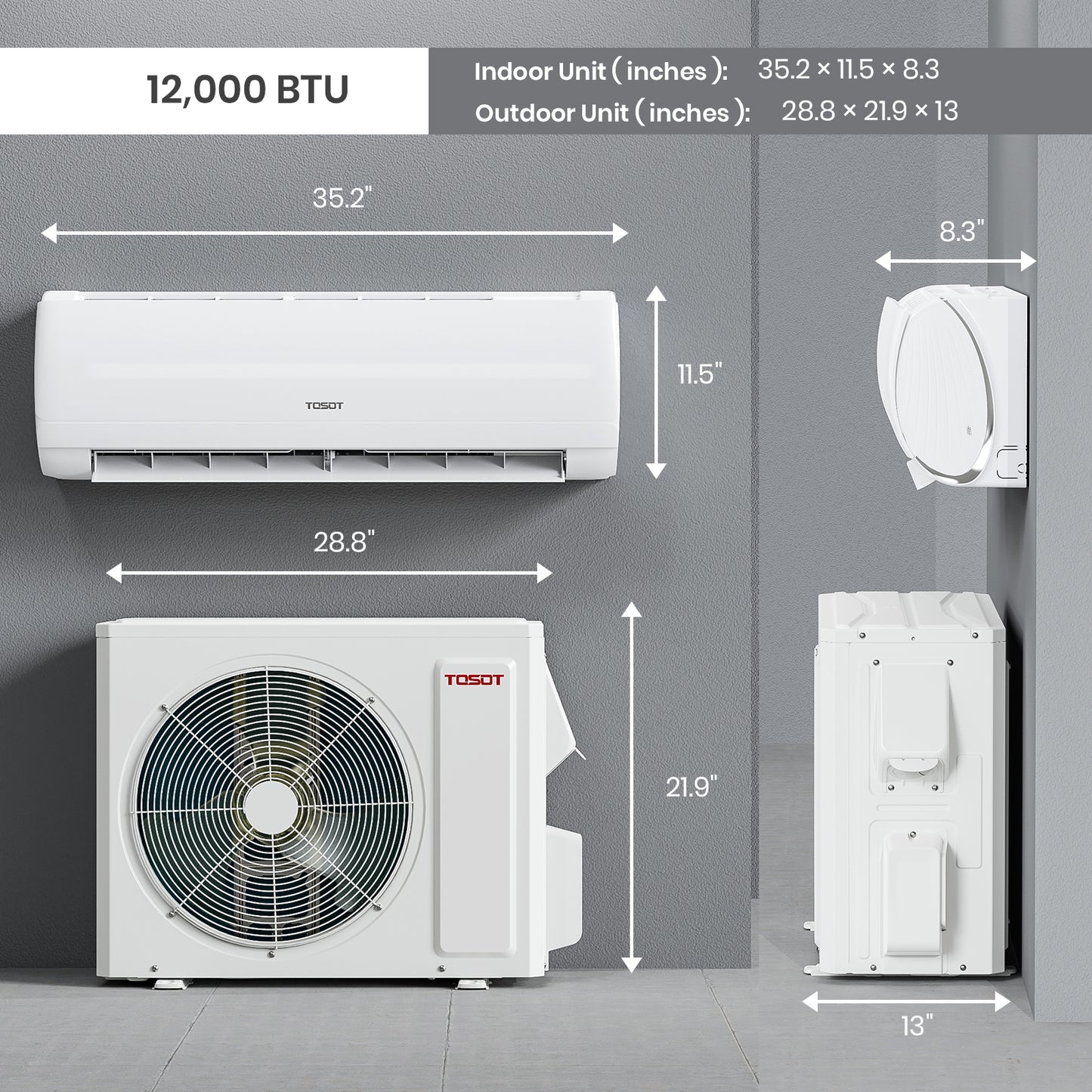 12,000 BTU  Mini-Split Heat Pump Air Conditioner-120V