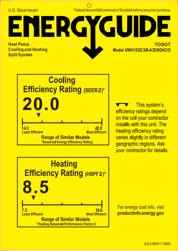 12,000 BTU Mini-Split Heat Pump Air Conditioner-120V - TOSOT Direct