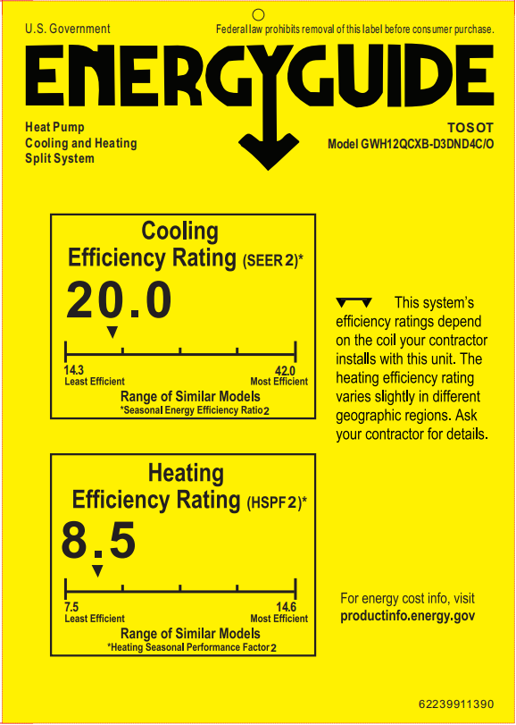 12,000 BTU Mini-Split Heat Pump Air Conditioner-230V