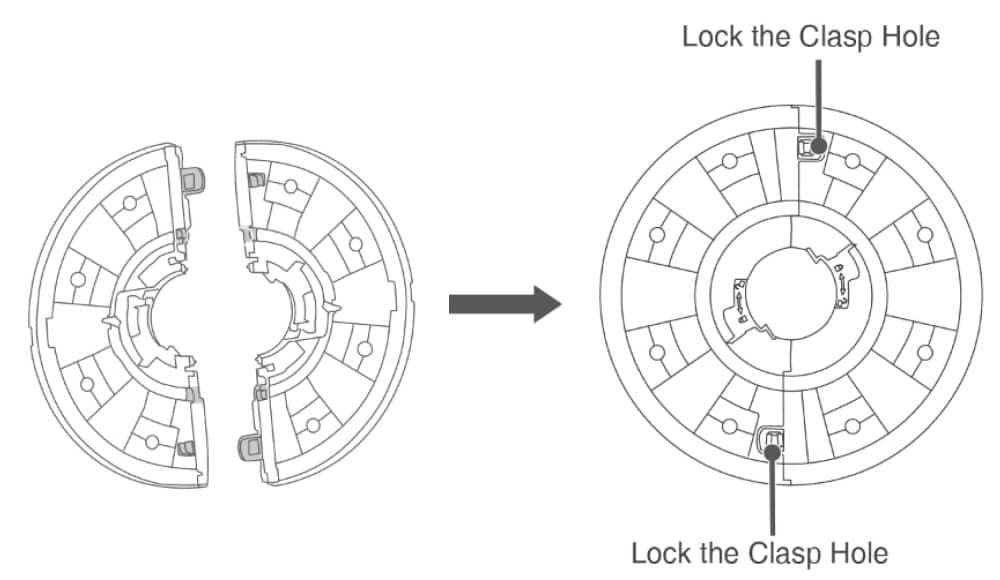 tower fan installation process: step 1 clock the clasp hole
