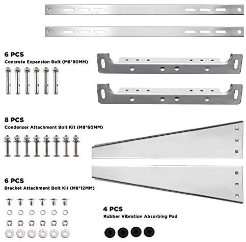Mini Split AC Condenser Wall Mount Bracket -Max Support 600 Lbs - TOSOT Direct