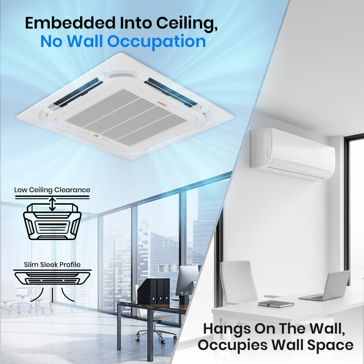 Aoraki 18,000 BTU Ceiling Cassette Mini Split Air Conditioner, 21 SEER2 - 230V