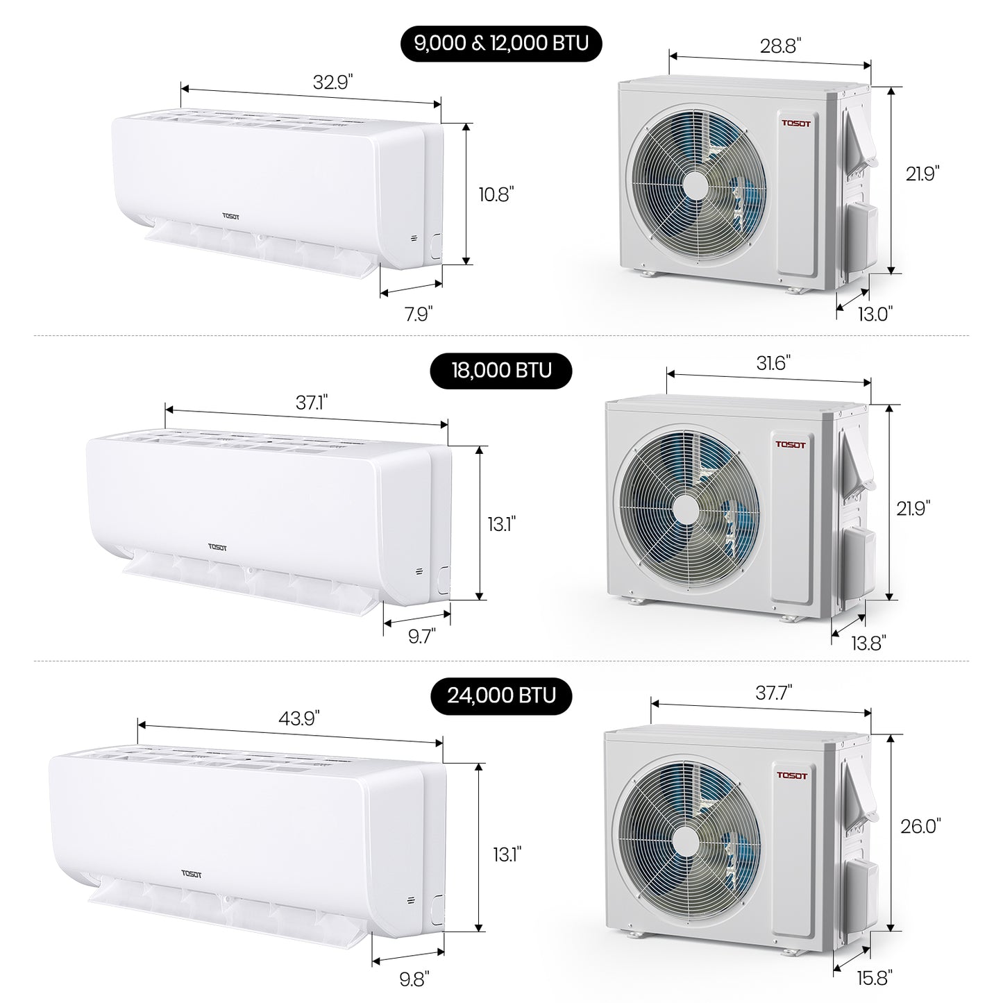 18,000 BTU Mini-Split Heat Pump Air Conditioner-230V
