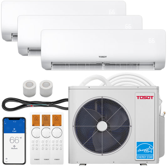 30,000 BTU Tri-Zone Mini Split Air Conditioner - Heat Pump