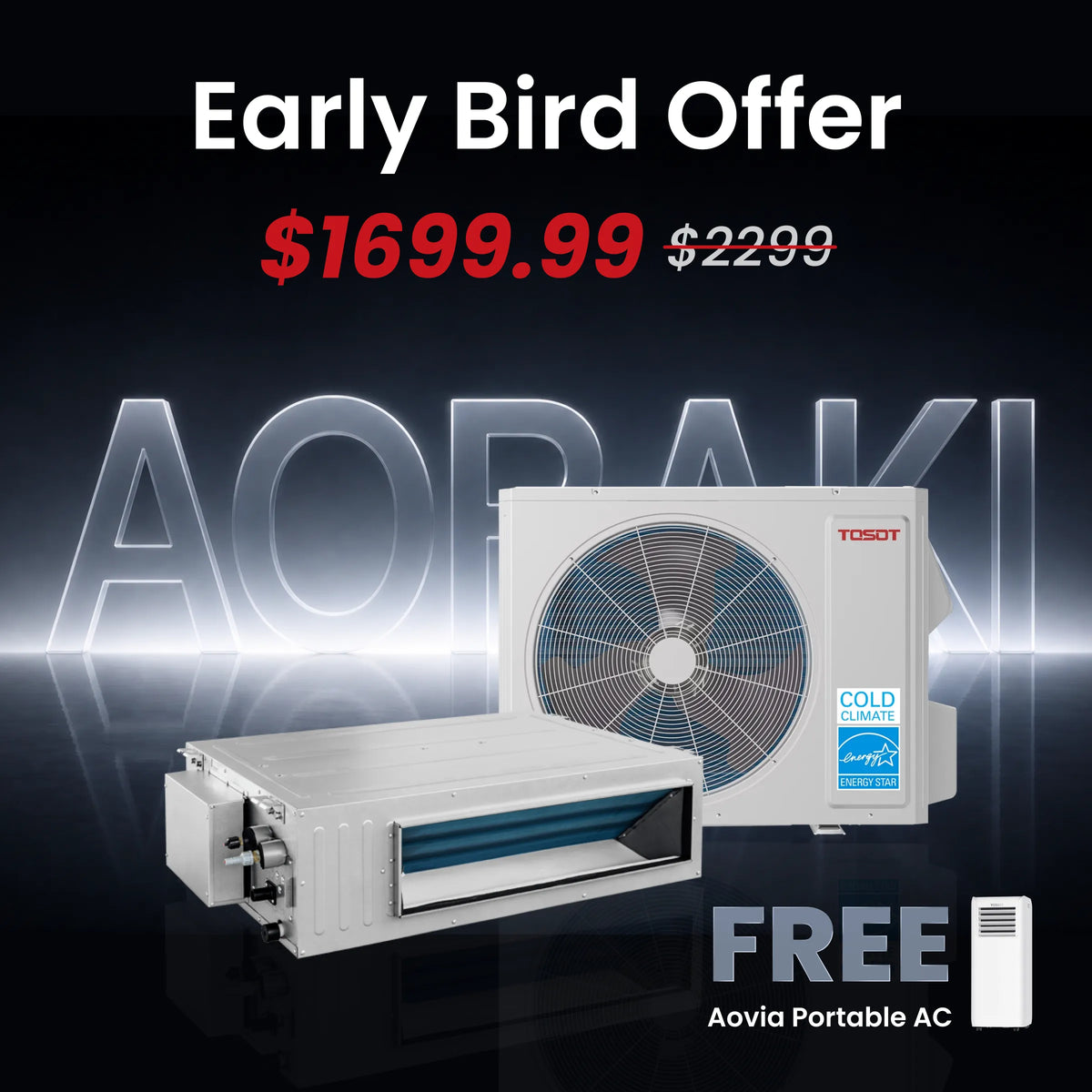 Aoraki 18,000 BTU Ducted Mini Split Air Conditioner, 22.5 SEER2 - 230V