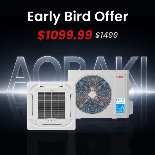 Aoraki 9,000 BTU Ceiling Cassette Mini Split Air Conditioner, 24 SEER2 - 230V