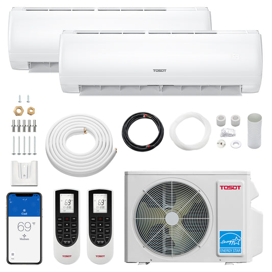18,000 BTU Dual Zone Mini Split Air Conditioner - Heat Pump - TOSOT Direct