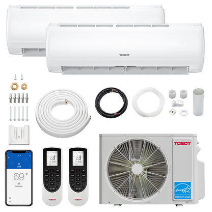 24,000 BTU Dual Zone Mini Split Air Conditioner - Heat Pump - TOSOT Direct