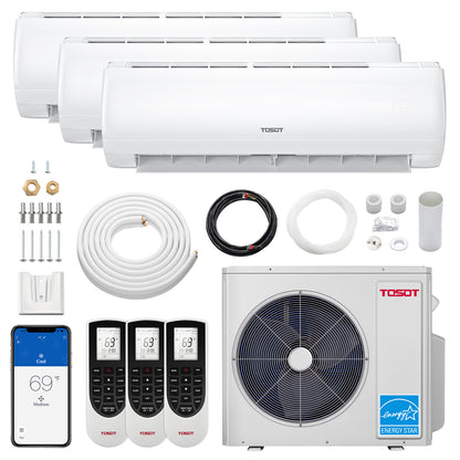 30,000 BTU Tri-Zone Mini Split Air Conditioner - Heat Pump - TOSOT Direct