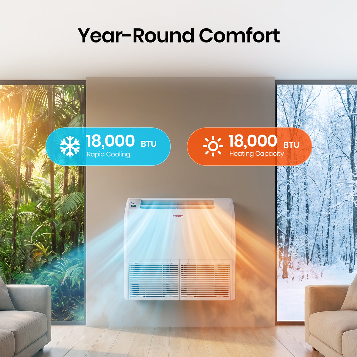 Aoraki 24,000 BTU Floor/Ceiling Mount Mini Split Air Conditioner, 22.5 SEER2 - 230V