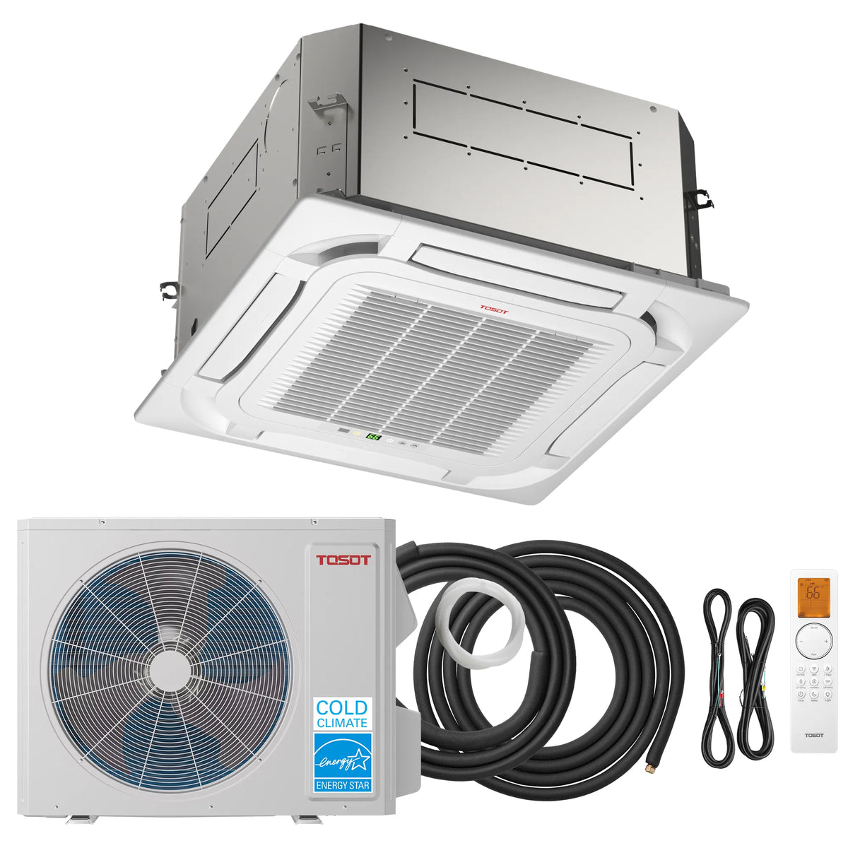 Aoraki 18,000 BTU Ceiling Cassette Mini Split Air Conditioner, 21 SEER2 - 230V