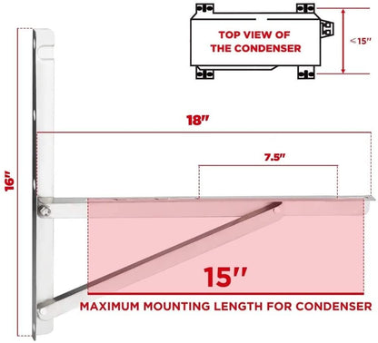 Mini Split AC Condenser Wall Mount Bracket -Max Support 350 Lbs